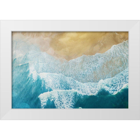 Out On The Beach White Modern Wood Framed Art Print by Villa, Milli