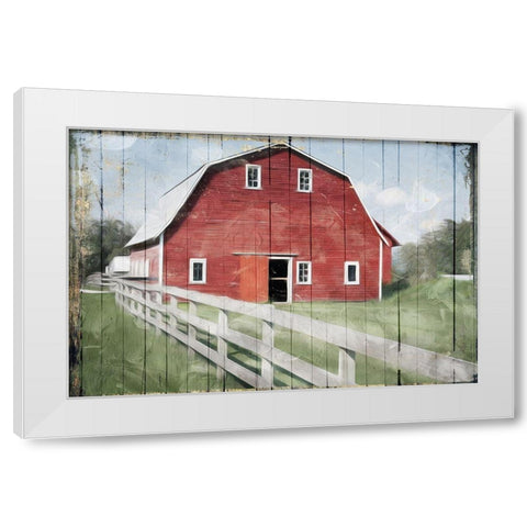 Red Barn Look Out White Modern Wood Framed Art Print by Villa, Mlli