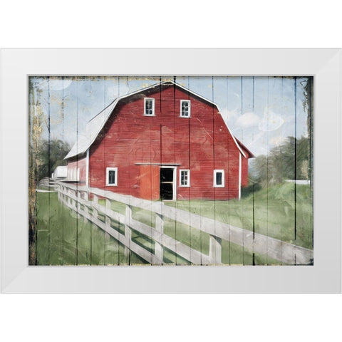 Red Barn Look Out White Modern Wood Framed Art Print by Villa, Mlli