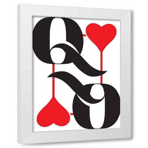 Queen Of Hearts White Modern Wood Framed Art Print by Villa, Mlli