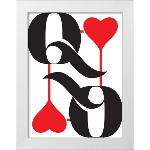 Queen Of Hearts White Modern Wood Framed Art Print by Villa, Mlli