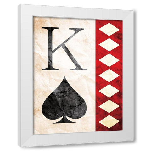 King Of Spades White Modern Wood Framed Art Print by Villa, Mlli