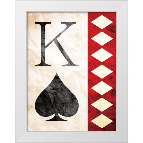 King Of Spades White Modern Wood Framed Art Print by Villa, Mlli