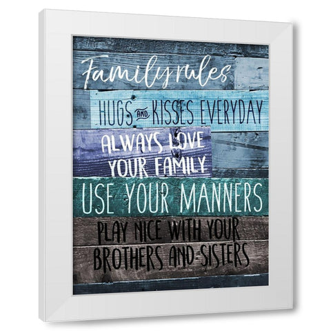 Family Rules White Modern Wood Framed Art Print by Villa, Mlli