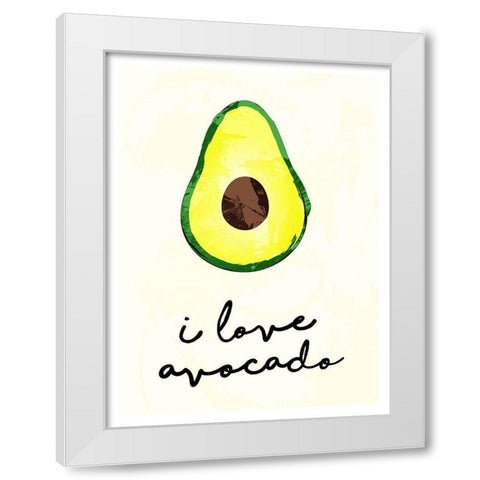 I Love Avocado White Modern Wood Framed Art Print by Villa, Mlli