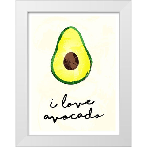 I Love Avocado White Modern Wood Framed Art Print by Villa, Mlli