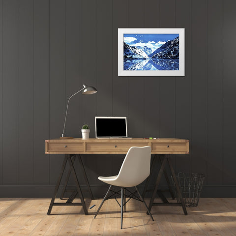 Blue Mountain White Modern Wood Framed Art Print by Villa, Mlli