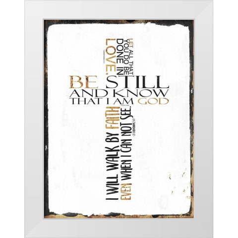 Quoted Cross White Modern Wood Framed Art Print by Villa, Mlli