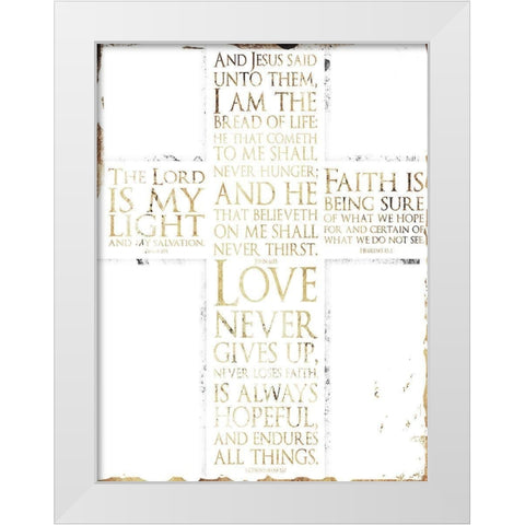 Text Cross White Modern Wood Framed Art Print by Villa, Mlli