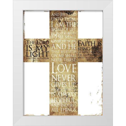Text Gold Cross White Modern Wood Framed Art Print by Villa, Mlli