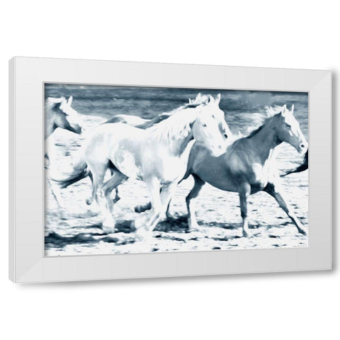 Running With The Crowd White Modern Wood Framed Art Print by Villa, Mlli
