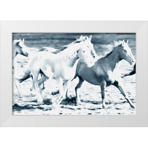 Running With The Crowd White Modern Wood Framed Art Print by Villa, Mlli