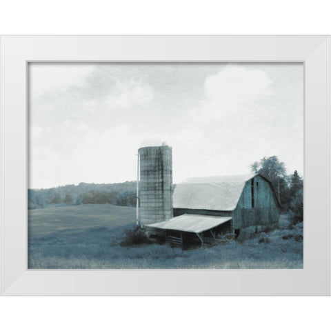 Blue Barn White Modern Wood Framed Art Print by Villa, Mlli