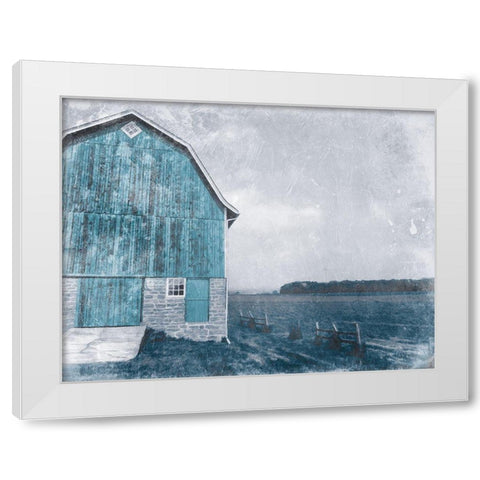 Blue Barn Mate White Modern Wood Framed Art Print by Villa, Mlli