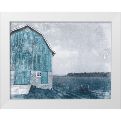 Blue Barn Mate White Modern Wood Framed Art Print by Villa, Mlli