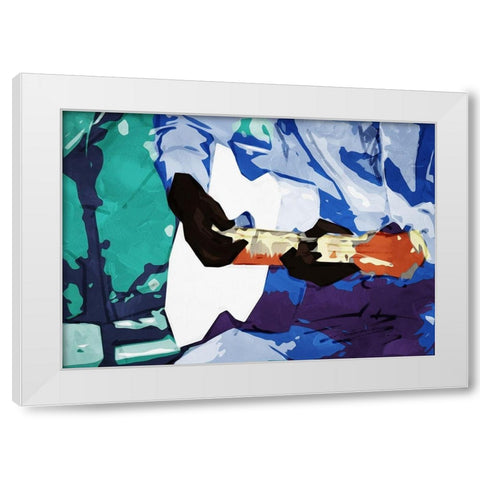 Guitar Play White Modern Wood Framed Art Print by Villa, Mlli