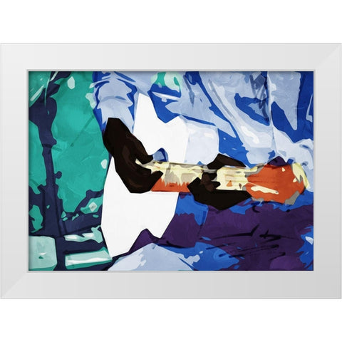 Guitar Play White Modern Wood Framed Art Print by Villa, Mlli