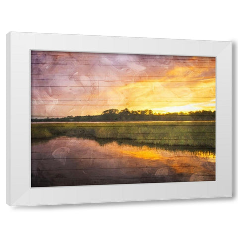 Marsh Sunset White Modern Wood Framed Art Print by Villa, Mlli