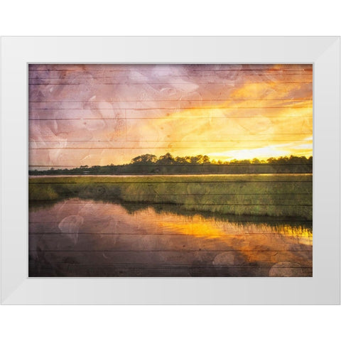 Marsh Sunset White Modern Wood Framed Art Print by Villa, Mlli