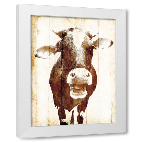 Aaahh Cow White Modern Wood Framed Art Print by Villa, Mlli