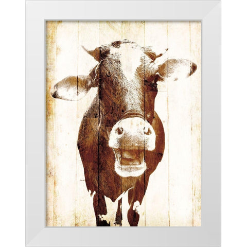 Aaahh Cow White Modern Wood Framed Art Print by Villa, Mlli