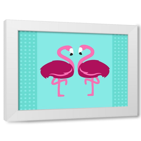 Flamingo  White Modern Wood Framed Art Print by Villa, Mlli