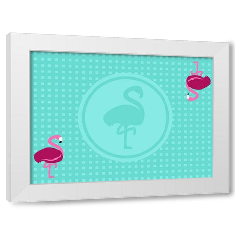 Flamingo Placemat Two White Modern Wood Framed Art Print by Villa, Mlli