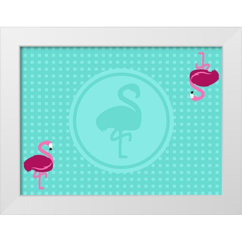 Flamingo Placemat Two White Modern Wood Framed Art Print by Villa, Mlli