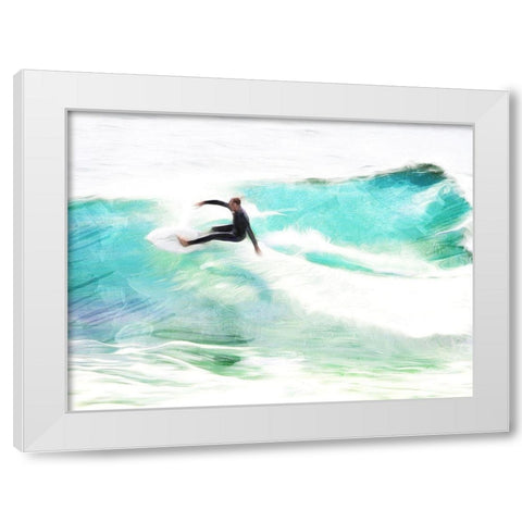 Riding The Wave White Modern Wood Framed Art Print by Villa, Mlli