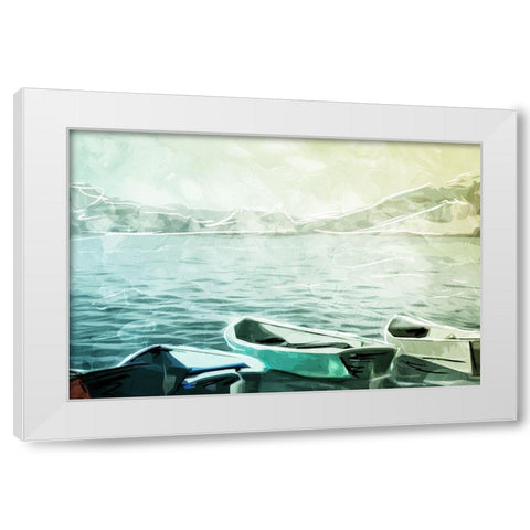 Boats in the Water White Modern Wood Framed Art Print by Villa, Mlli