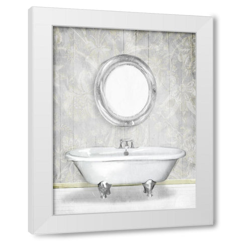 Gray Floral Bath White Modern Wood Framed Art Print by Villa, Mlli