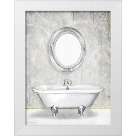 Gray Floral Bath White Modern Wood Framed Art Print by Villa, Mlli