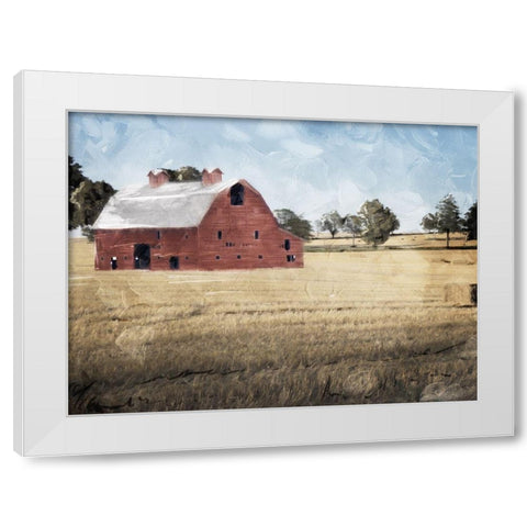 Farmhouse On The Hay White Modern Wood Framed Art Print by Villa, Mlli