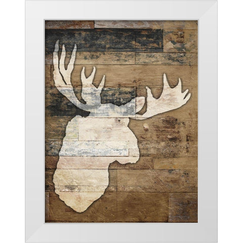 Look At Me Moose White Modern Wood Framed Art Print by Villa, Mlli