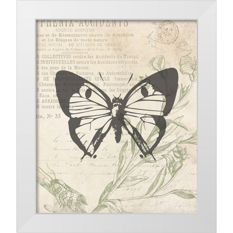 Lightened Vintage Insects Two White Modern Wood Framed Art Print by Villa, Mlli