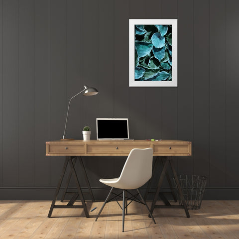 TealMuli Leaves White Modern Wood Framed Art Print by Villa, Milli