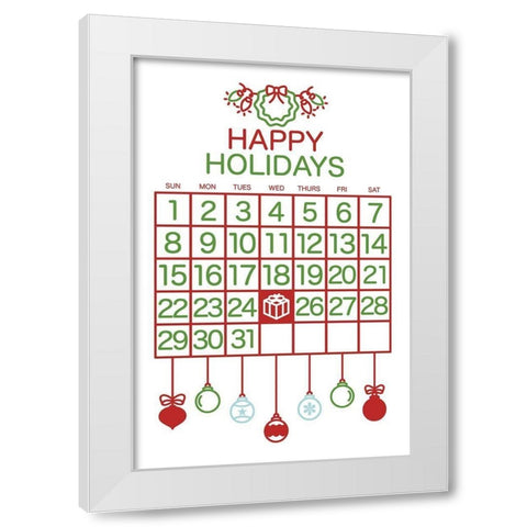 Happy Holidays Colors White Modern Wood Framed Art Print by Villa, Mlli