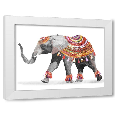 Dressed Elephant White Modern Wood Framed Art Print by Villa, Mlli