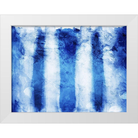 Blue Stripes White Modern Wood Framed Art Print by Villa, Mlli