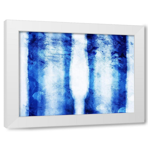 Blue Stripes Mate White Modern Wood Framed Art Print by Villa, Mlli