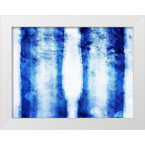 Blue Stripes Mate White Modern Wood Framed Art Print by Villa, Mlli