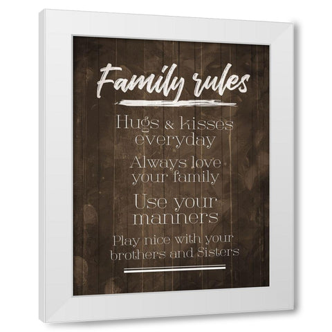 Family Rules Wood Tone White Modern Wood Framed Art Print by Villa, Mlli