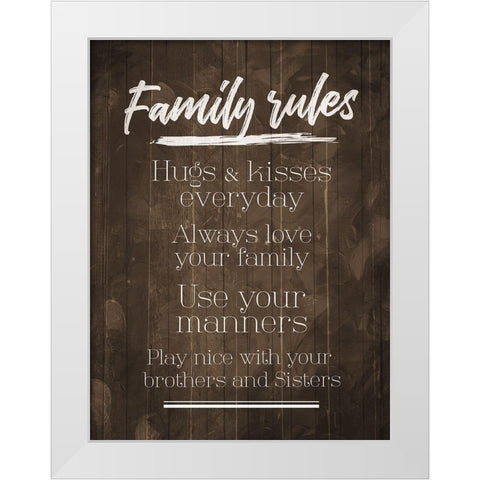 Family Rules Wood Tone White Modern Wood Framed Art Print by Villa, Mlli