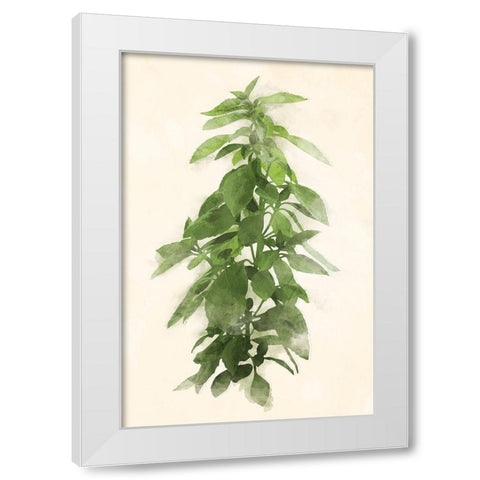 Green Leaves Mate White Modern Wood Framed Art Print by Villa, Mlli