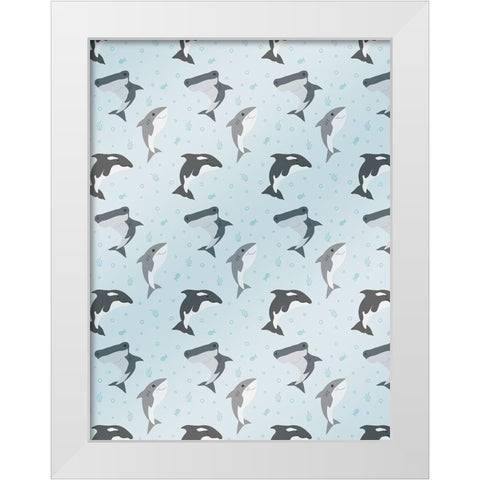 Happy Fish White Modern Wood Framed Art Print by Villa, Mlli