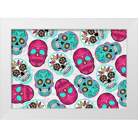 More Fun Skulls White Modern Wood Framed Art Print by Villa, Mlli
