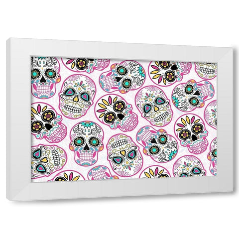 Pink Skulls Reverse White Modern Wood Framed Art Print by Villa, Mlli