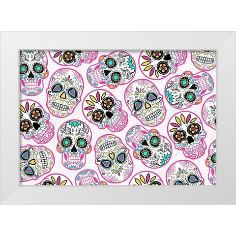 Pink Skulls Reverse White Modern Wood Framed Art Print by Villa, Mlli