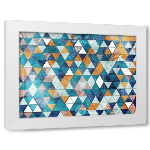 Teal Tri Pops White Modern Wood Framed Art Print by Villa, Mlli