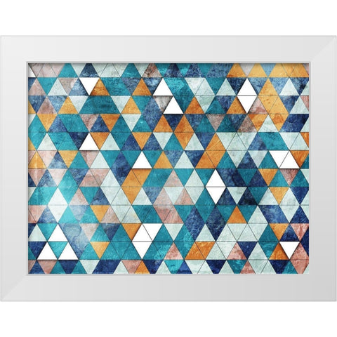 Teal Tri Pops White Modern Wood Framed Art Print by Villa, Mlli